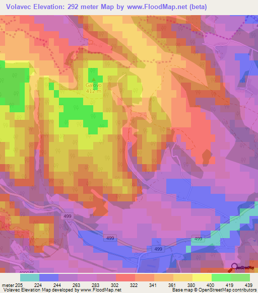 Volavec,Slovakia Elevation Map