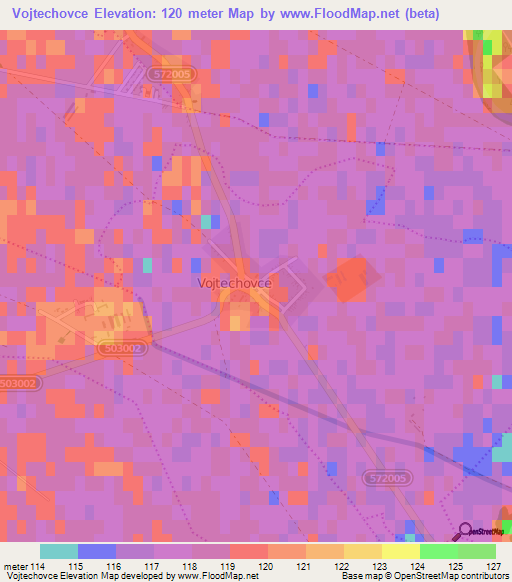 Vojtechovce,Slovakia Elevation Map