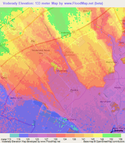 Voderady,Slovakia Elevation Map