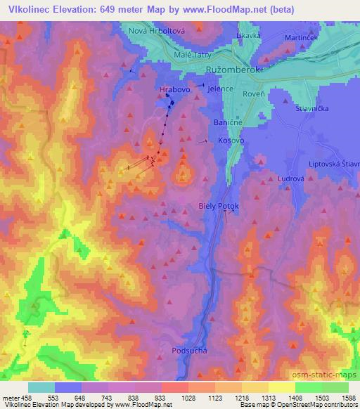 Vlkolinec,Slovakia Elevation Map