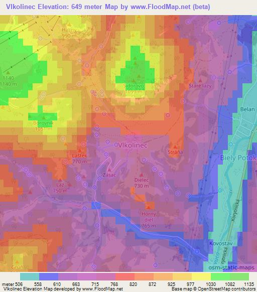 Vlkolinec,Slovakia Elevation Map