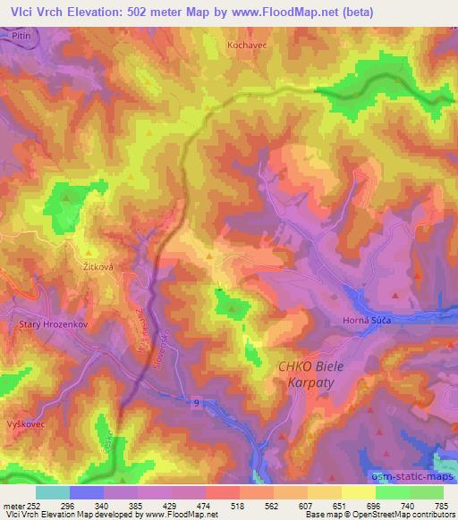 Vlci Vrch,Slovakia Elevation Map
