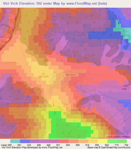 Vlci Vrch,Slovakia Elevation Map