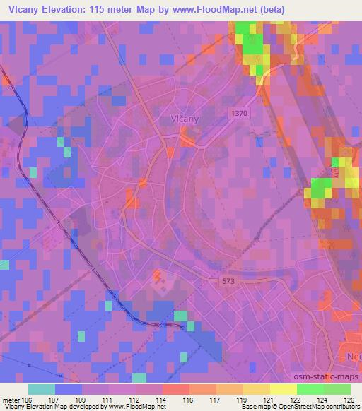 Vlcany,Slovakia Elevation Map