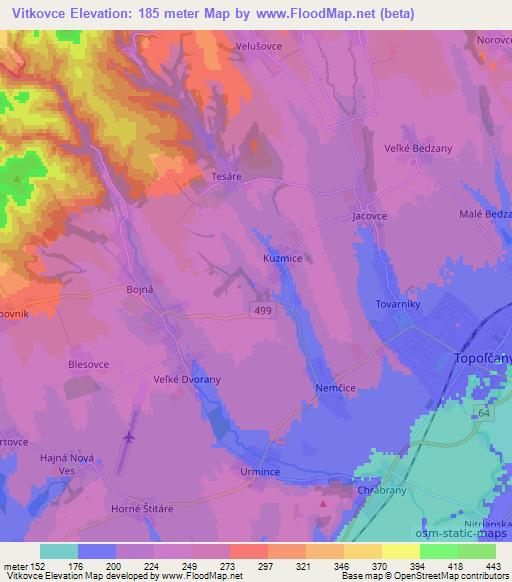 Vitkovce,Slovakia Elevation Map