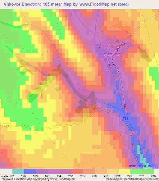 Vitkovce,Slovakia Elevation Map