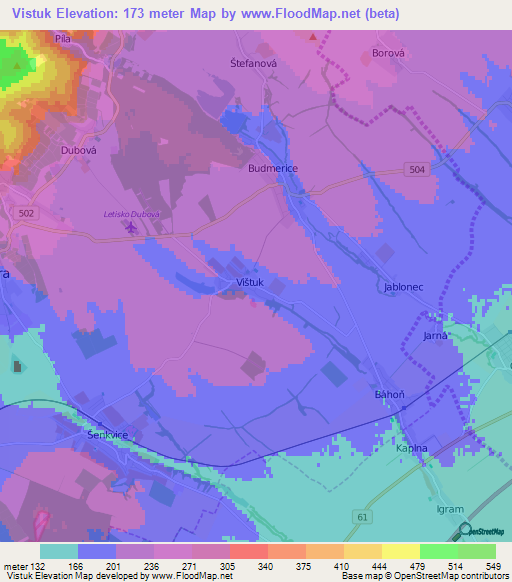 Vistuk,Slovakia Elevation Map