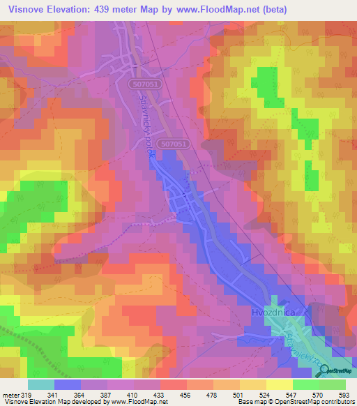 Visnove,Slovakia Elevation Map