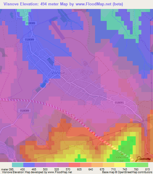 Visnove,Slovakia Elevation Map