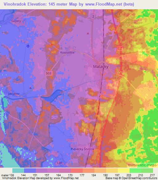 Vinohradok,Slovakia Elevation Map