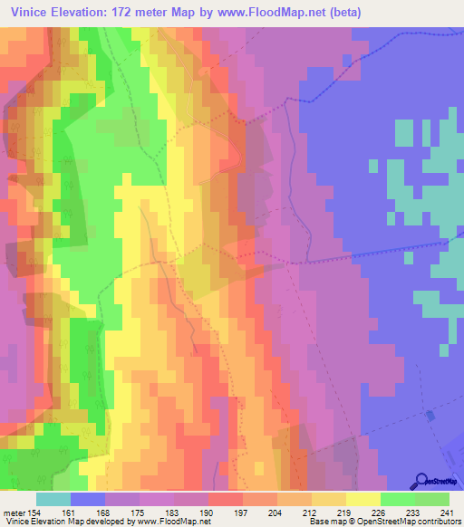 Vinice,Slovakia Elevation Map