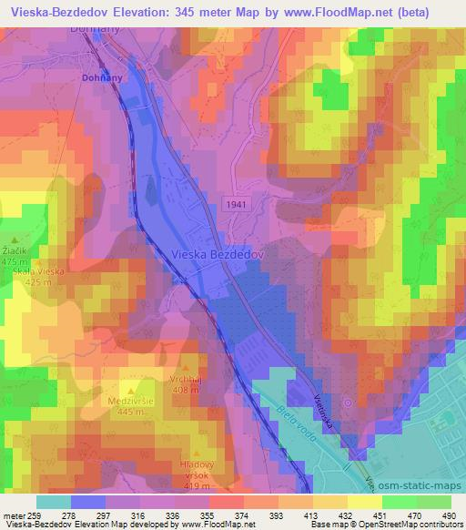 Vieska-Bezdedov,Slovakia Elevation Map