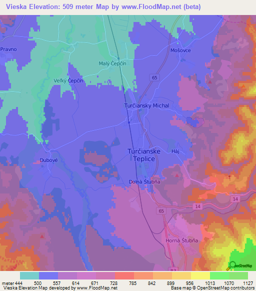 Vieska,Slovakia Elevation Map