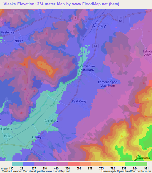 Vieska,Slovakia Elevation Map