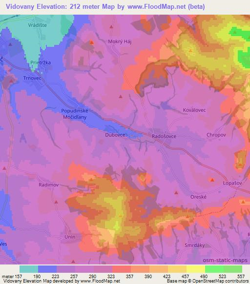 Vidovany,Slovakia Elevation Map