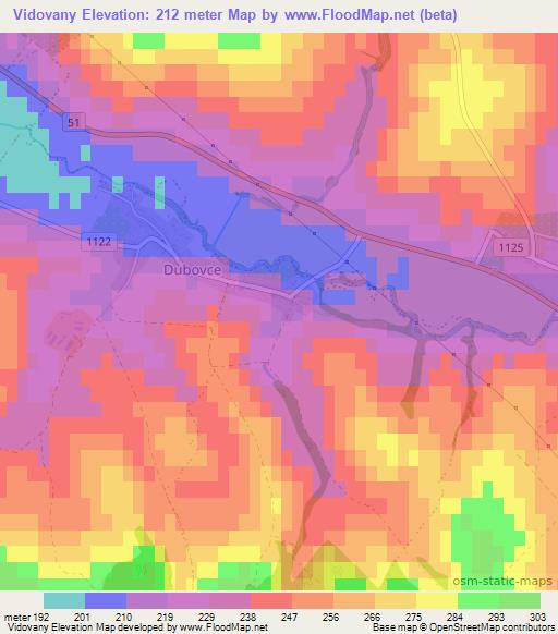 Vidovany,Slovakia Elevation Map