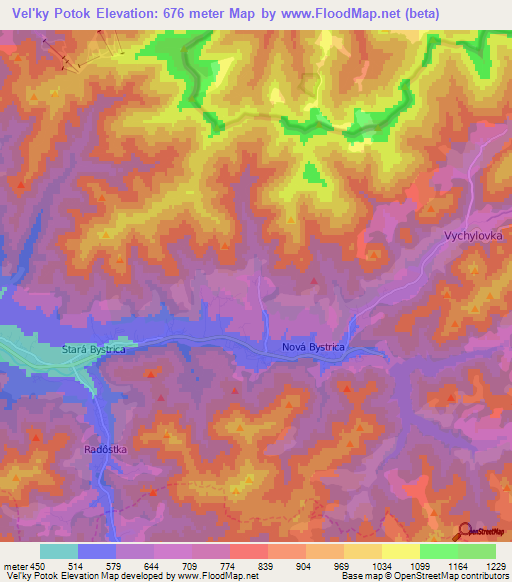 Vel'ky Potok,Slovakia Elevation Map