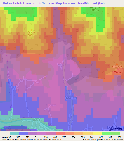 Vel'ky Potok,Slovakia Elevation Map