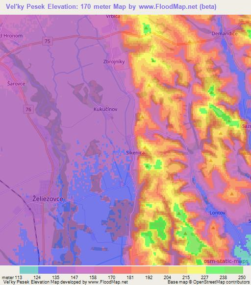Vel'ky Pesek,Slovakia Elevation Map