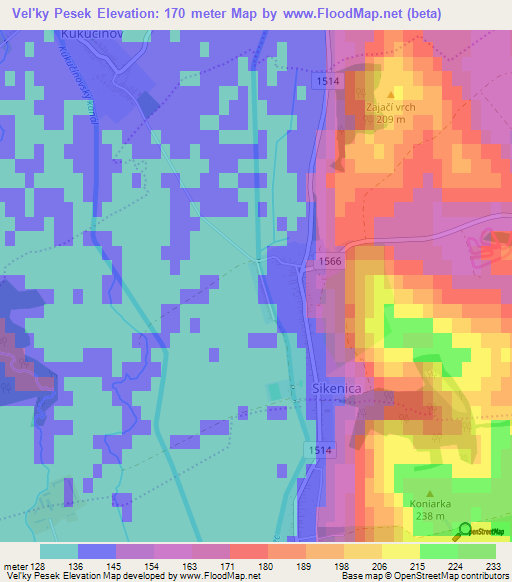 Vel'ky Pesek,Slovakia Elevation Map