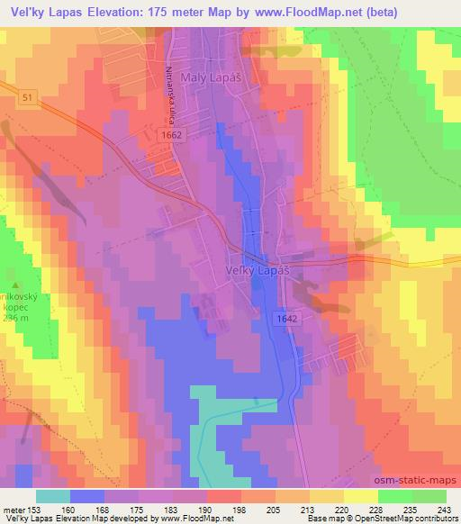 Vel'ky Lapas,Slovakia Elevation Map