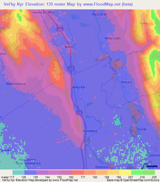 Vel'ky Kyr,Slovakia Elevation Map