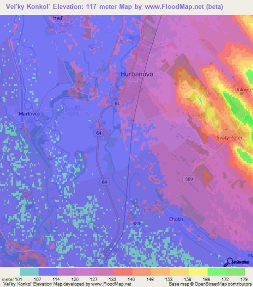 Vel'ky Konkol',Slovakia Elevation Map