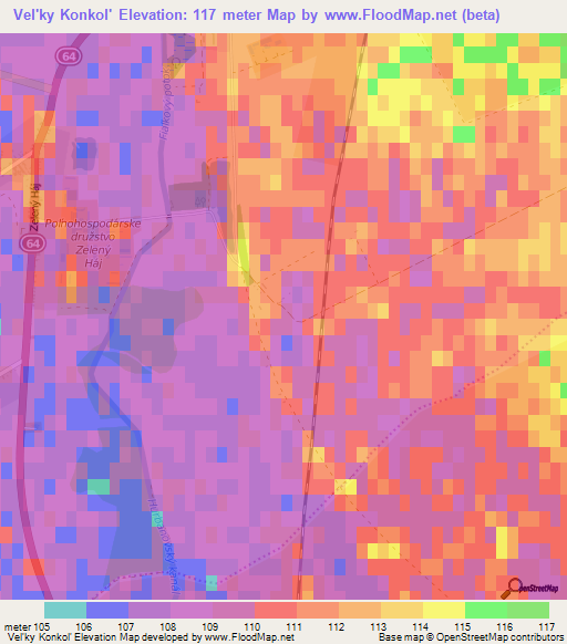 Vel'ky Konkol',Slovakia Elevation Map