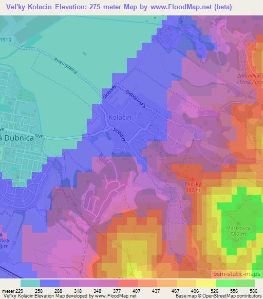 Vel'ky Kolacin,Slovakia Elevation Map