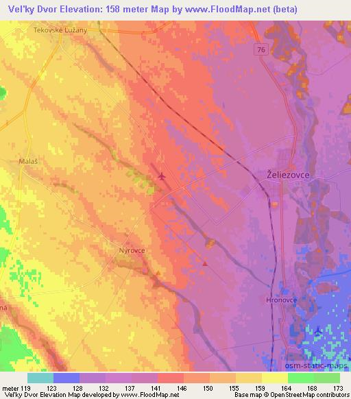 Vel'ky Dvor,Slovakia Elevation Map