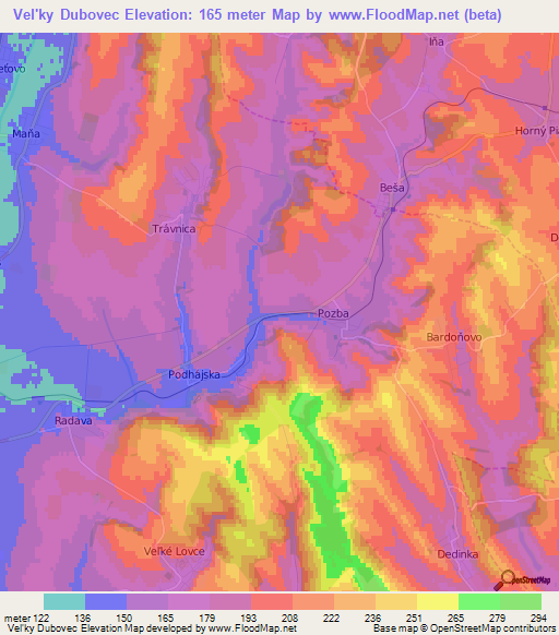 Vel'ky Dubovec,Slovakia Elevation Map