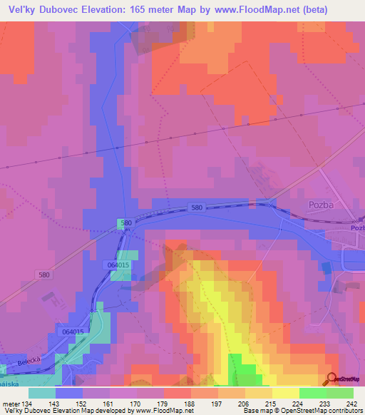 Vel'ky Dubovec,Slovakia Elevation Map