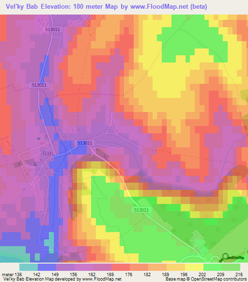 Vel'ky Bab,Slovakia Elevation Map