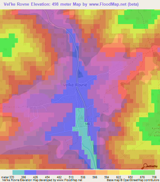 Vel'ke Rovne,Slovakia Elevation Map