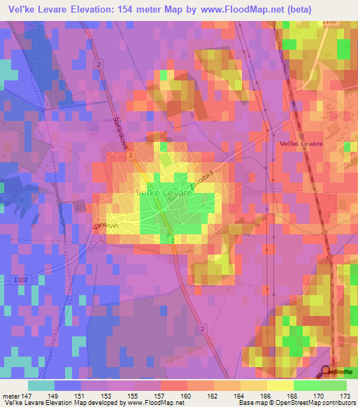 Vel'ke Levare,Slovakia Elevation Map