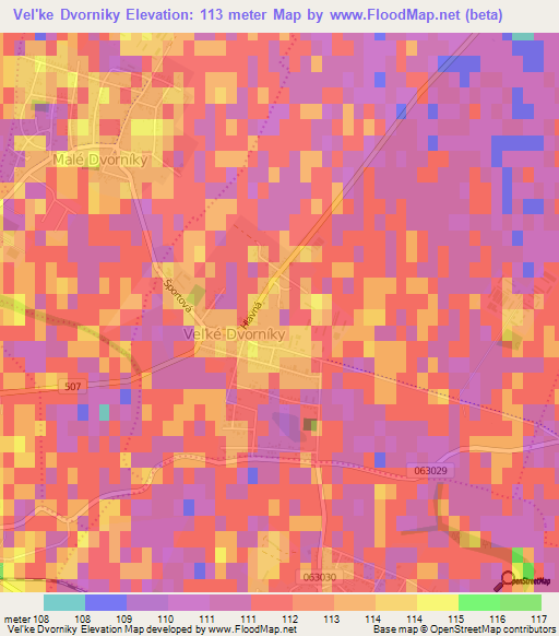 Vel'ke Dvorniky,Slovakia Elevation Map