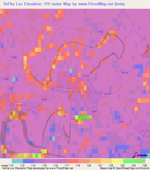 Vel'ka Luc,Slovakia Elevation Map