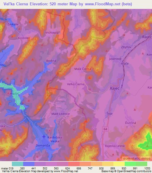 Vel'ka Cierna,Slovakia Elevation Map