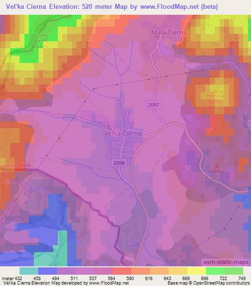 Vel'ka Cierna,Slovakia Elevation Map