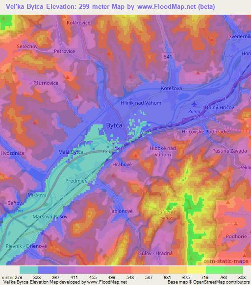 Vel'ka Bytca,Slovakia Elevation Map