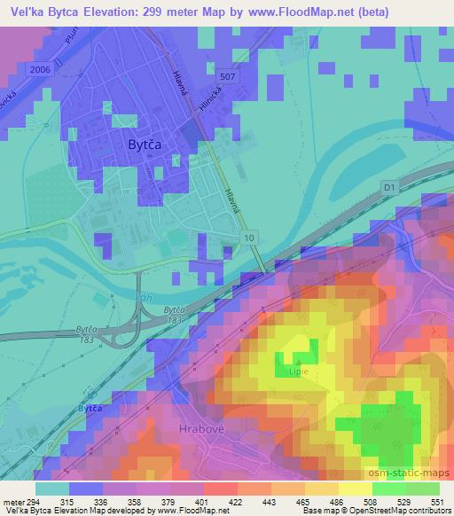 Vel'ka Bytca,Slovakia Elevation Map