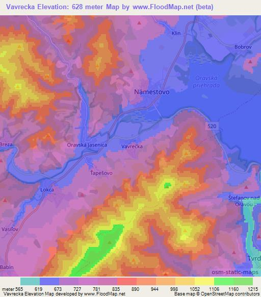 Vavrecka,Slovakia Elevation Map
