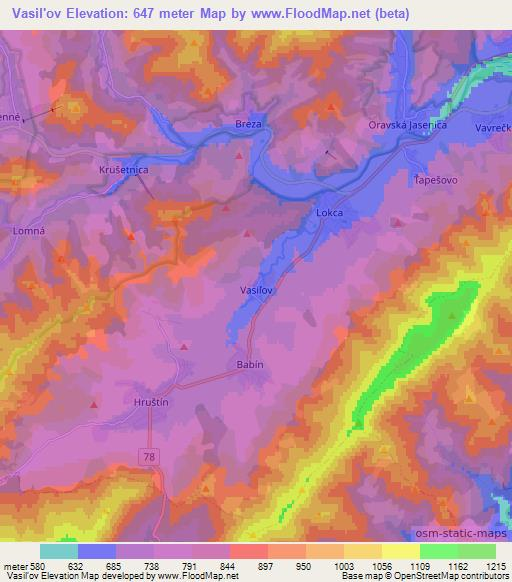 Vasil'ov,Slovakia Elevation Map