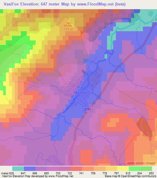 Vasil'ov,Slovakia Elevation Map