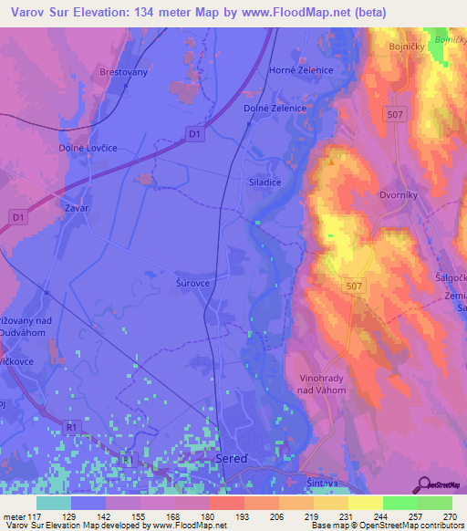 Varov Sur,Slovakia Elevation Map