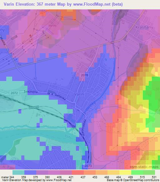 Varin,Slovakia Elevation Map