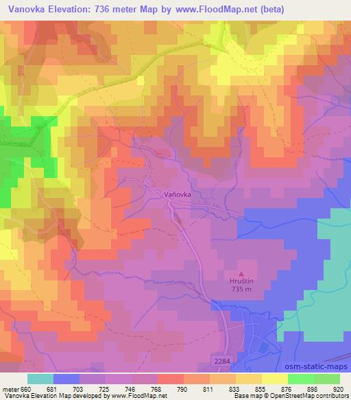 Vanovka,Slovakia Elevation Map