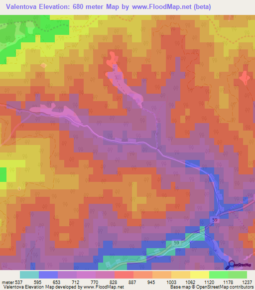 Valentova,Slovakia Elevation Map