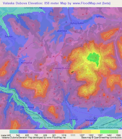 Valaska Dubova,Slovakia Elevation Map