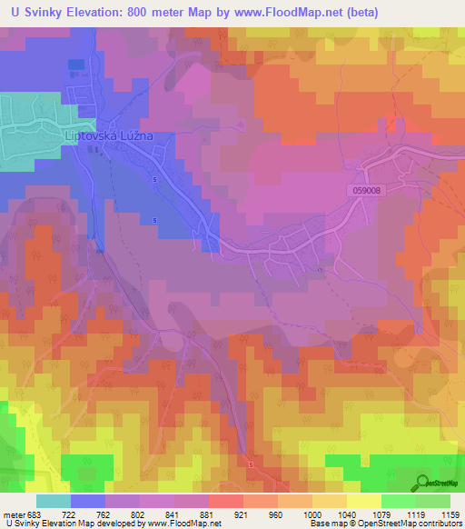 U Svinky,Slovakia Elevation Map